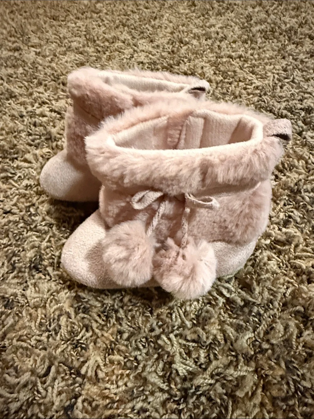3-6 months baby boots Pink & Gray Faux Fur
